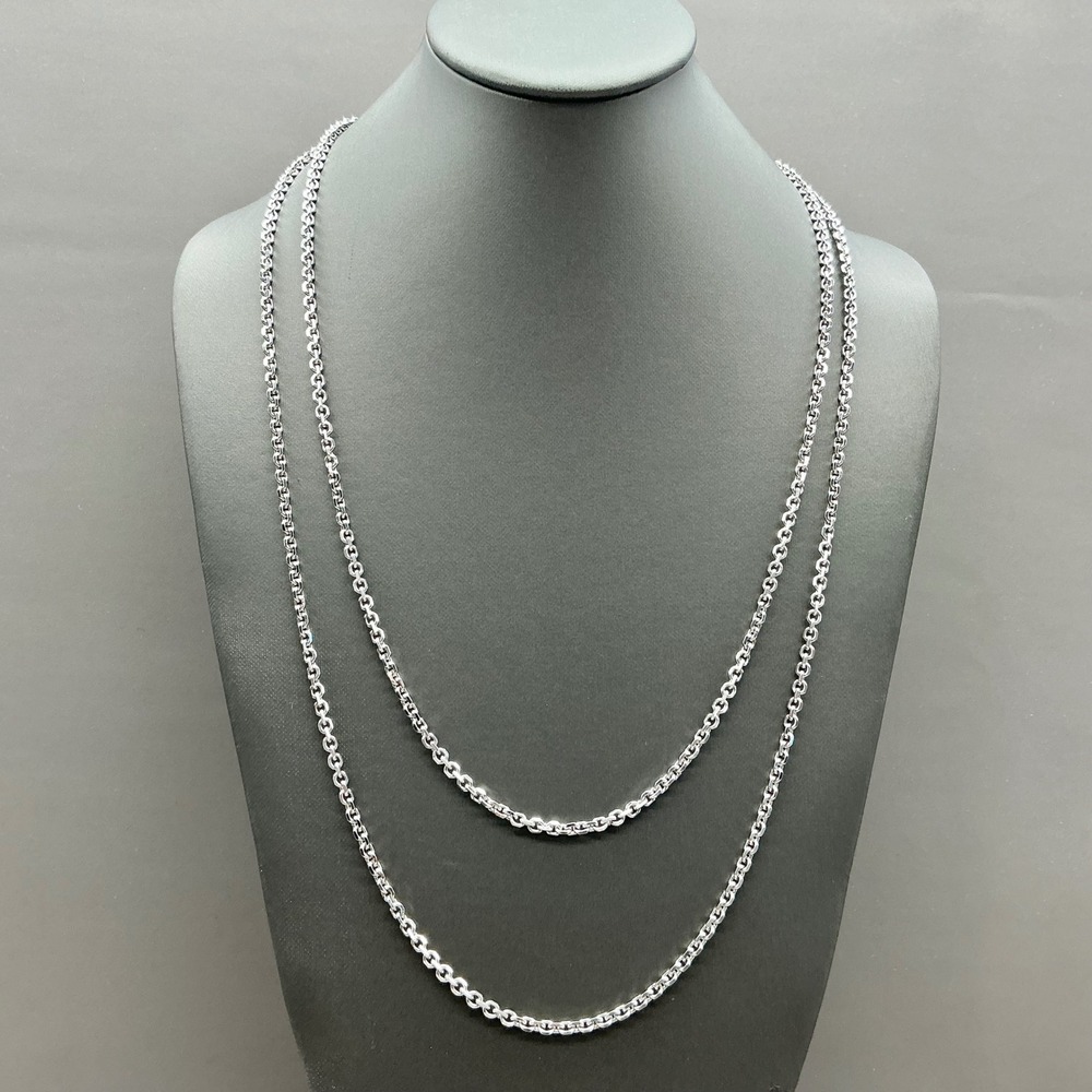 Monet Long Chain Necklace Women Silver Tone Rolo Link Vintage Jewelry Accessory